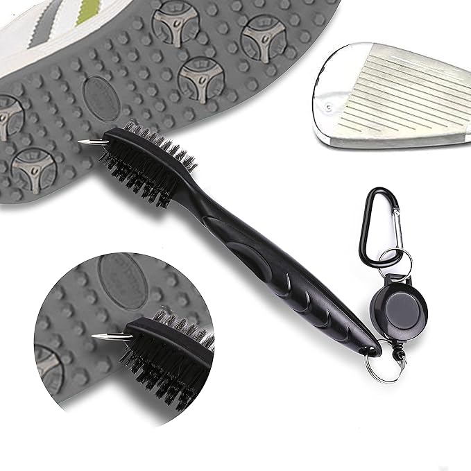 Golf Towels, Microfiber Waffle Pattern Tri-fold Golf Towel - Brush Tool Kit with Club Groove Cleaner, with Clip Men Women Golf Gifts (Orange Towel+Black Brush)