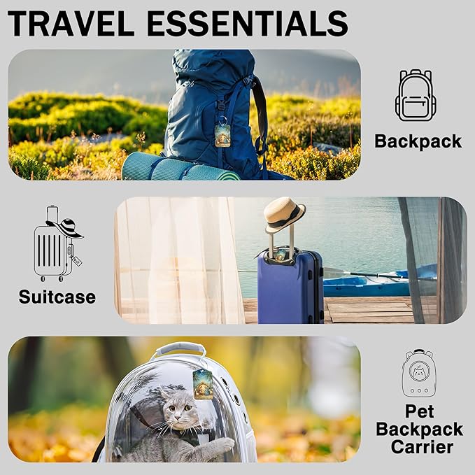 2 Pcs Nativity Scene Luggage Tags for Suitcases PU Leather Baggage Tags Name ID Label with Privacy Cover and Stainless Steel Loop for Men Women Travel Bag Suitcase