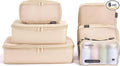6 Set Compression Packing Cubes for Travel, Large Medium Small Luggage Organizers, Storage Bags for Clothes and Essentials (6 Pack, Mist Khaki)