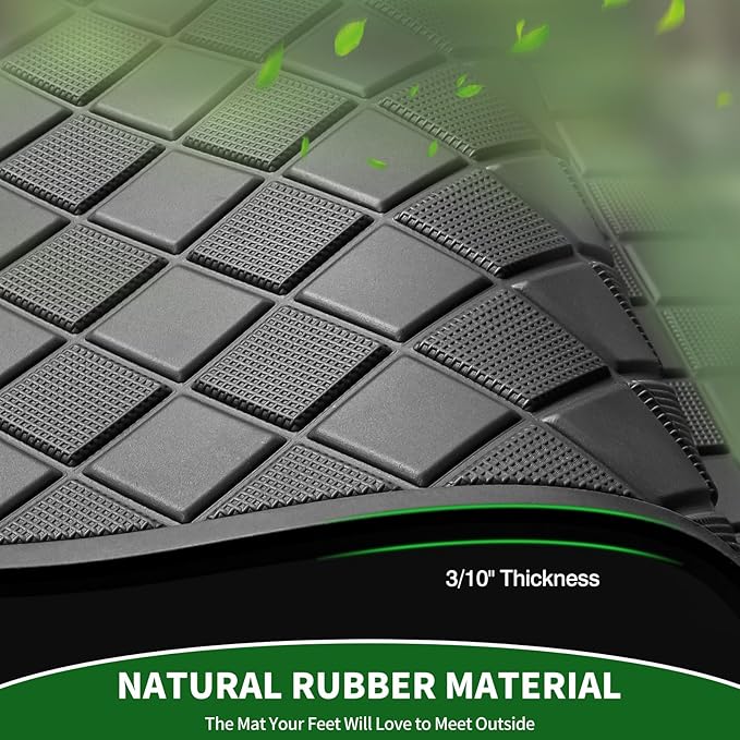 Golf Cart Floor Liner Mat 8mm Thick Rubber Full Coverage Only Fit for 2007-2016 Yamaha Drive (Gen1), G29, YDR, Adventurer Carts Diamond Deluxe Non-Slip Front Feet Mat Replacement - Black Trim