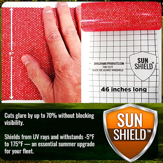 Sun Shield Golf Cart Sun Shade Cover – UV Blocker Visor for Golf Cart, ATV, UTV, Auto – Easy Peel & Stick Mesh Screen – Reversible – Trim to Fit – White