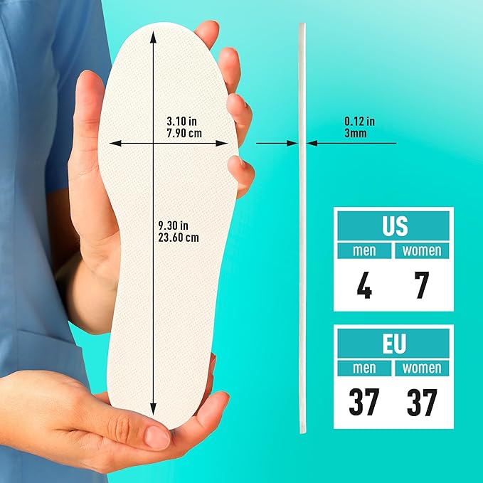Shoe Filler Insert - Full Length Daily Latex Foam Shoe Inserts, Shoe Insoles for Shoes That are Too Big, 3 Pairs (EU 37, US Women 7 Men 4)