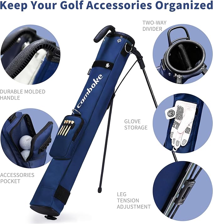 Lightweight Golf Stand Bag, Portable and Durable Golf Carry Bag with Padded Strap and Pocket, Sunday Bag for The Driving Range, 2-Way Divider Practice Bag for Men and Women
