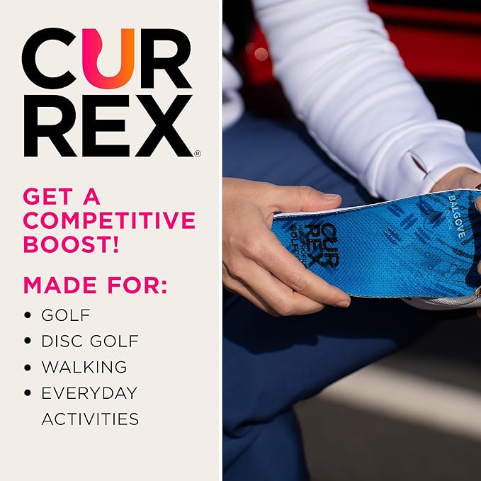 CURREX GolfPro Insoles for Golf Shoes – Arch Support Inserts to Improve Balance, Stability, Comfort & Performance, Help with Foot & Heel Pain Relief – for Men & Women – Low Arch, Small