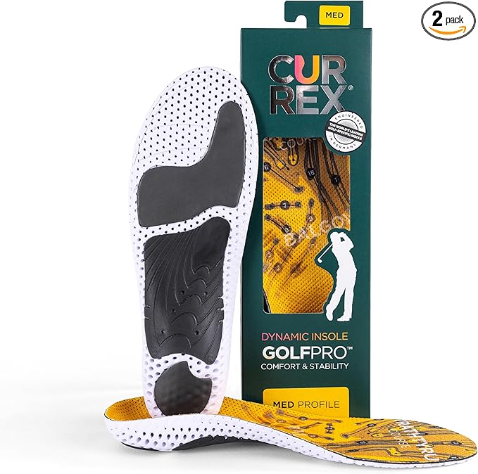 CURREX GolfPro Insoles for Golf Shoes – Arch Support Inserts to Improve Balance, Stability, Comfort & Performance, Help with Foot & Heel Pain Relief – for Men & Women – Medium Arch, Medium