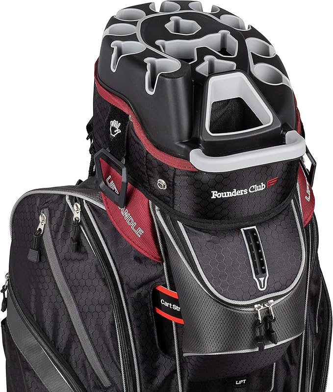 Founders Club 3rd Generation Club Lock Organizer Golf Cart Bag with 14 Way Anti Rattle Divider Top- Free Snap On Rain Hood-Full Length Dividers