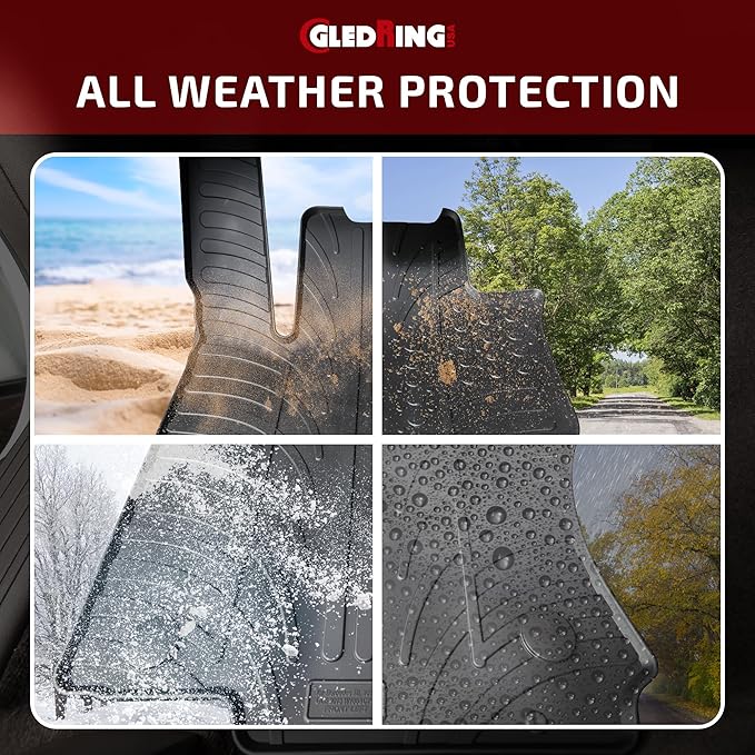 Gledring USA Custom Fit All-Weather Rubber Floor Mats Intended for Volkswagen Tiguan (AD/BW) 2018-2024, No Trimming Required, Tailored Custom Fit, Protects from Rain, Mud, & Snow.