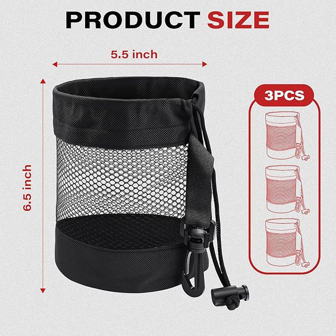 3PCS Golf Ball Bags with Drawstring, Nylon Mesh Bag for Golf Balls, Design for Most Outdoor Storage