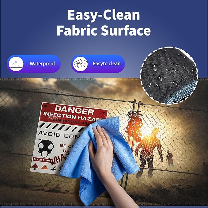 Wknoon. Extra Large Gaming & Office Mouse Pad (31.5" x 11.8") with Durable Stitched Edges – Zombie Dead Man Walking in Dark Danger Scary Scene Halloween Infection Design, Extended XXL Desk Mat