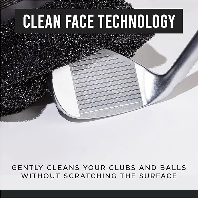 Club Scrub Golf Club and Golf Ball Cleaning Bag, Waterproof Clean Face Technology Liner, Detachable Clip, Machine Washable, Cleans Club Grooves, Dry Exterior (Neoprene or Microfiber Option Available)