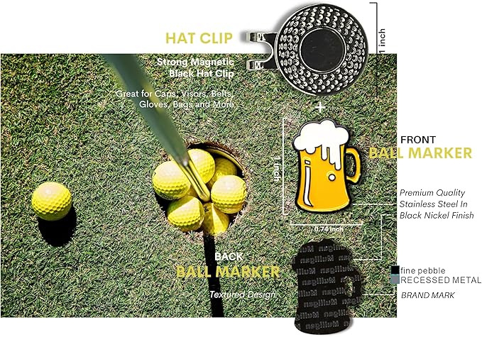 Funny Golf Ball Marker + Premium Magnetic Hat Clip | Unique Gift for Men & Women Golfers | Hilarious Golf Accessory for Any Golfer | NEW Designs!