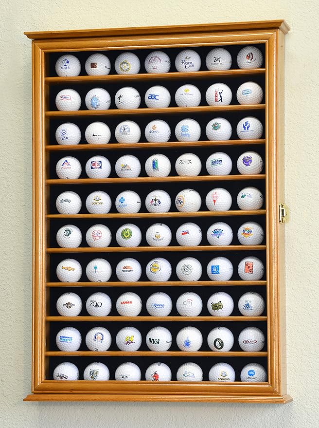 Golf Ball Display Case Holder Cabinet Wall Rack Stand Select Your Size 98% UV Lockable 5 Sizes 4 Colors to Choose