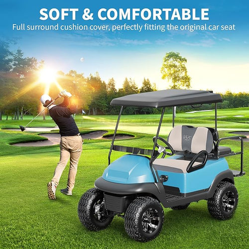 10L0L Golf Cart Seat Covers Universal for Yamaha G29 Drive2 Club Car DS Precedent Tempo Standard Front Seats, Breathable Mesh Bench Seat Cover, No Drilling Seat Cushion - All-Season Comfort
