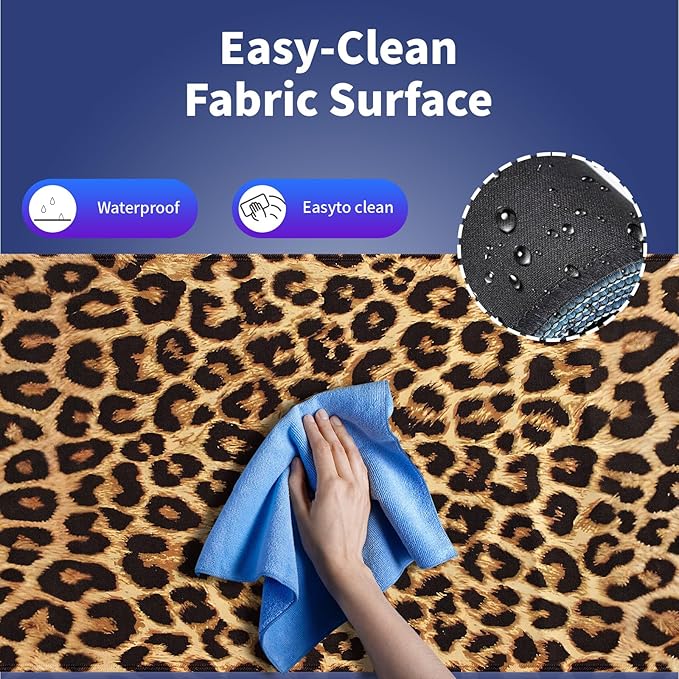 Wknoon. Extra Large Gaming & Office Mouse Pad (31.5" x 11.8") – Vintage Retro Leopard Print, Premium Anti-Slip XXL Desk Mat with Durable Stitched Edges