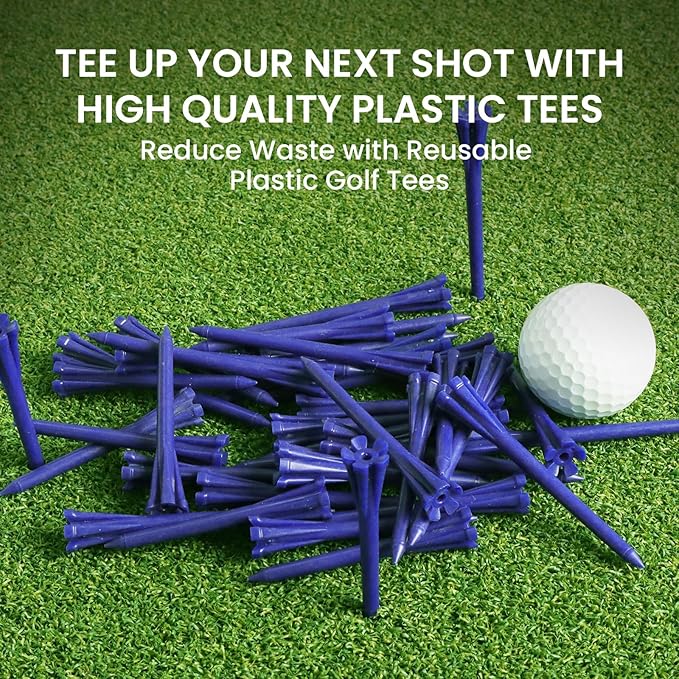 FINGER TEN Golf Tees Plastic Unbreakable Easy to Find Bulk Value 500 Count, 2 3/4 3 1/4 Inch Stable Tee Driving Range Reduce Friction, Green Red White USA Flag Practice