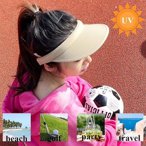 2 Pack Sun Visor Hats Women Men Clip On Wide Brim Visors Hat Outdoor Sports Golf Beach Travel Tennis Caps