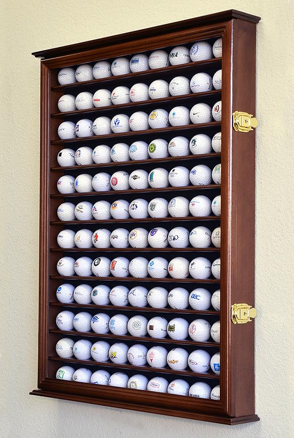 Golf Ball Display Case Holder Cabinet Wall Rack Stand Select Your Size 98% UV Lockable 5 Sizes 4 Colors to Choose