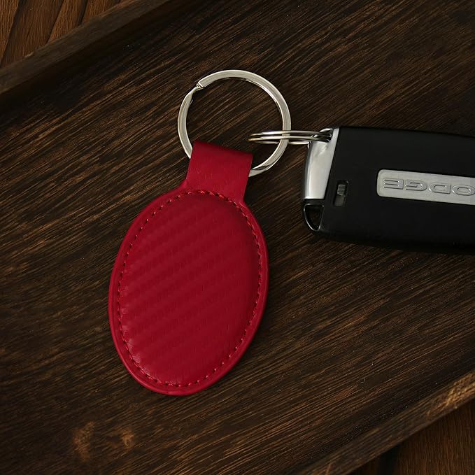 LaserGram Oval Keychain, Golf Ball, Personalized Engraving Included (Carbon Fiber Red)