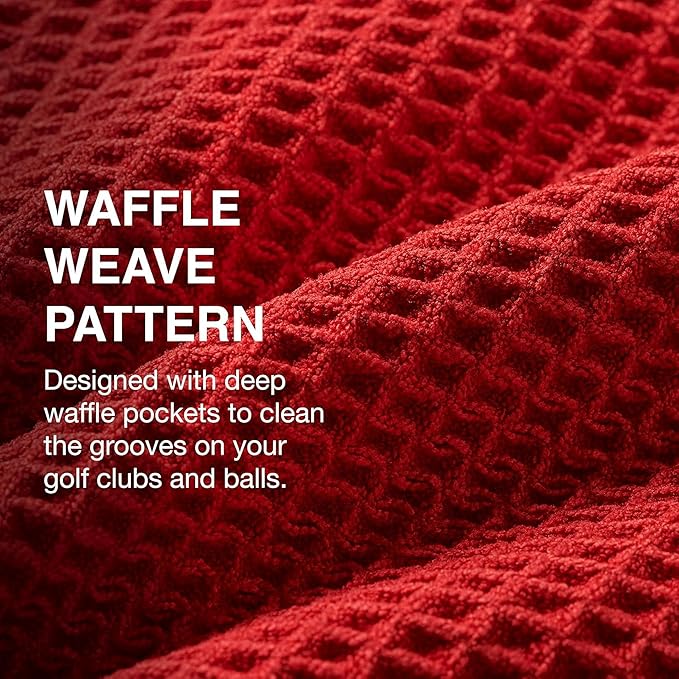 Ghost Golf Magnetic Towel (Greenside) - Premium Ultra-Absorbent Microfiber Golf Towel with Magnet for Golf Carts or Clubs - 18" x 18" Golfing Gear - Waffle Weave Pattern (Red)