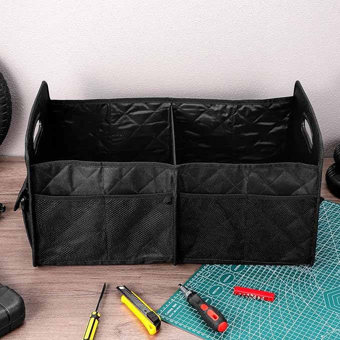 Cabilock Car Trunk Organizer Storage Bin for Suv and Sedan, Collapsible Cargo Organizer with Multiple Compartments, Sturdy Car Storage Trunk Box for Grocery and Travel