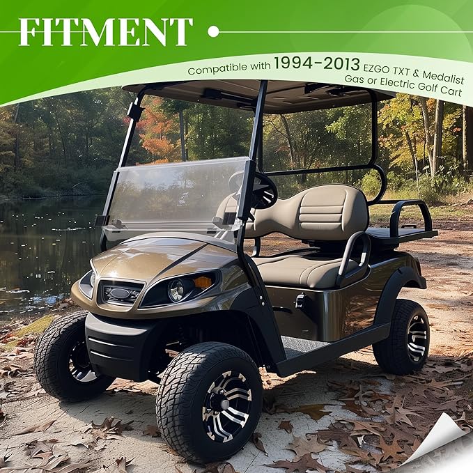 HECASA Windshield Compatible with 1994-2013 EZGO TXT & Medalist Gas or Electric Golf Cart Flip Windscreen