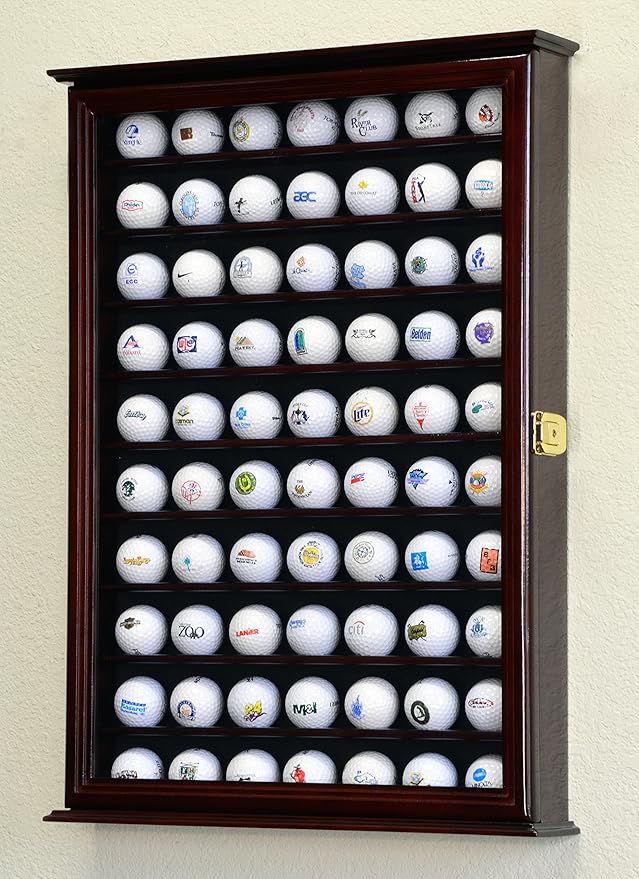 Golf Ball Display Case Holder Cabinet Wall Rack Stand Select Your Size 98% UV Lockable 5 Sizes 4 Colors to Choose