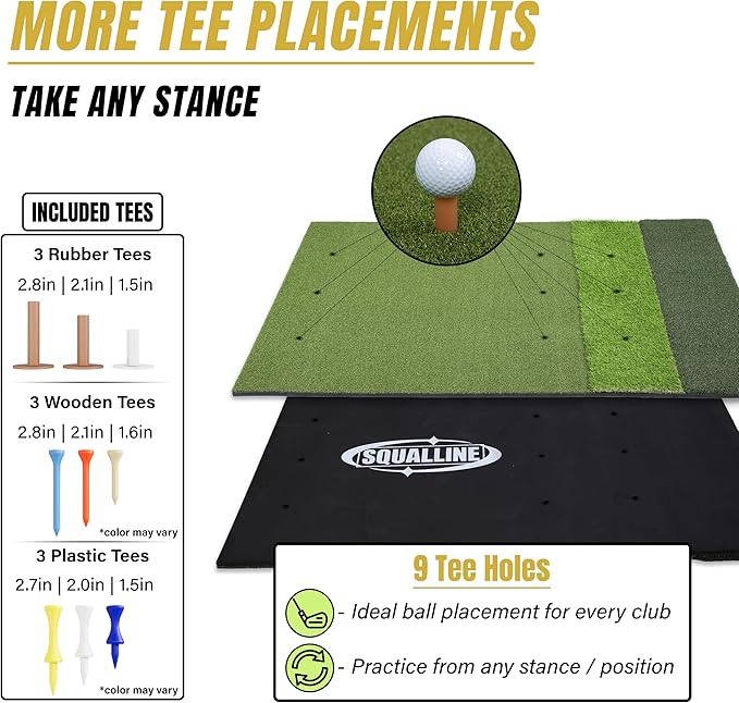 6x4ft Extra Large Tri-Turf & 5x4ft Ultra Thick 20mm Base Premium Golf Mat | Golf Mats Practice Outdoor, Indoor, or with Simulator/Net | Durable Turf Golf Hitting Mat with Tees