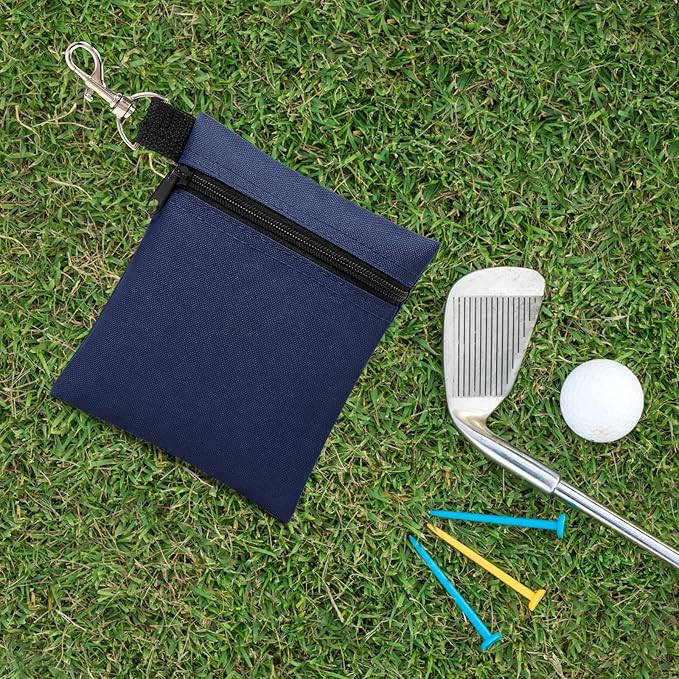 BuyAgain Golf Tee Pouch, 5.62 X 6.87 Inch Professional Zipper Golf Tee/Ball Pouch Bag with Metal Lobster Claw Clip