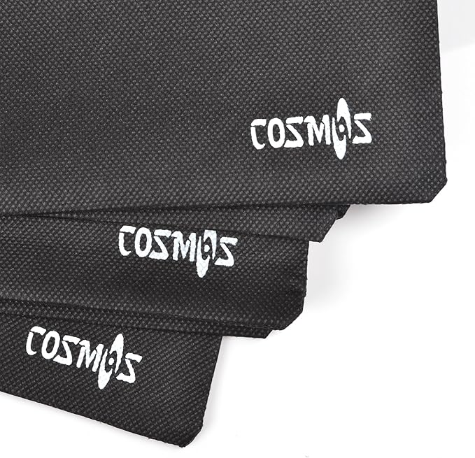 Cosmos 10 Pcs Travel Shoe Bags Shoe Organizer Pouch Storage String Bags for Travel Trip Carrying Packing, Dust-proof Non-Woven Fabric in Dual Drawstring Closure, 17.5" x 13.5" (Black)