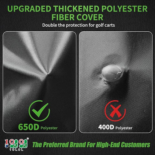 10L0L Heavy Duty 650D Golf Cart Cover for 2/4/6 Passengers EZGO, Club Car and Yamaha, All Weather Outdoor Protection Weatherproof