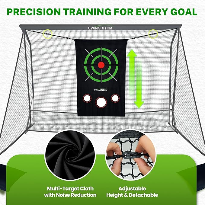 Golf Practice Hitting Net for Driving Real Balls - 10x7ft Heavy Duty Golf Nets for Backyard with Hitting Target Indoor & Outdoor Driving Range Practice, Portable with Carry Bag