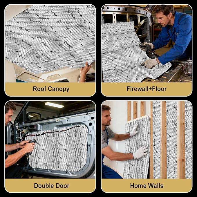 Car Sound Deadening Mat-80 mil 10 sqft Sound Deading Material - Butyl Automotive Sound Deadener, Audio Noise Insulation and Vibration Dampening