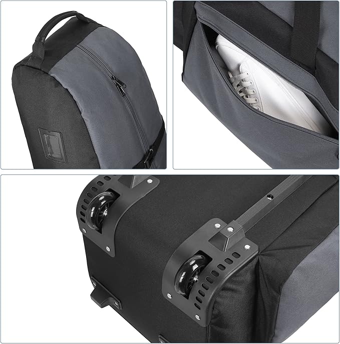 Foldable Padded Golf Travel Bag, Heavy Duty 900D Polyester Golf Club Bag Waterproof Golf Carry Bag Cart Bag with Wheels, Soft-Sided Spacial Size for Golf Gear Transportation