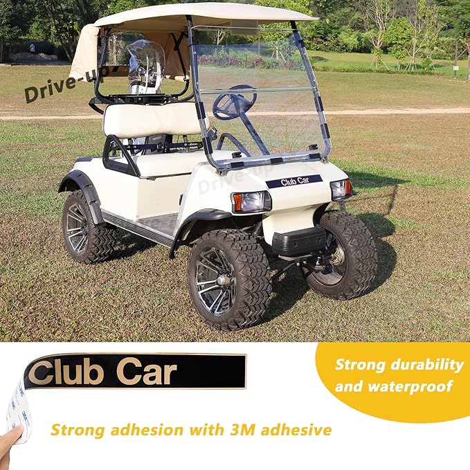 Drive-up Name Plate for Club Car DS Emblem Black Gold for Golf Cart-18" X 2.24"
