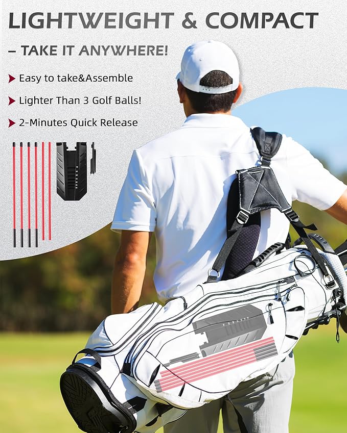 Golf Swing Training Aid, Golf Alignment Stick with Angle Plate/Holder Sets, Posture Corrector Golf Trainging Aid, Swing Plane Trainer for Aiming, Putting, Swing/Golf Practice Tools