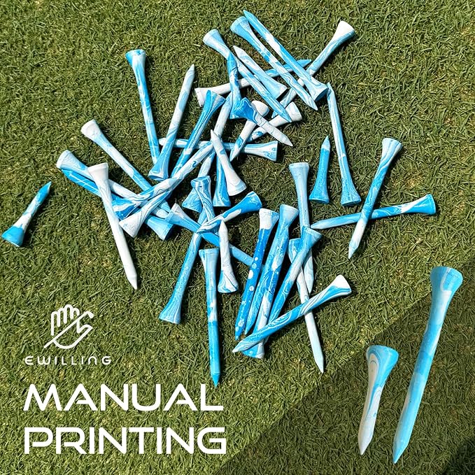 Golf Tees Multiple Colors Mixed Size Package, 100pcs Professional Bamboo/Wood Golf Tees, Size 3-1/4", 2-3/4" & 1-1/2" Reduce Friction and Resistance