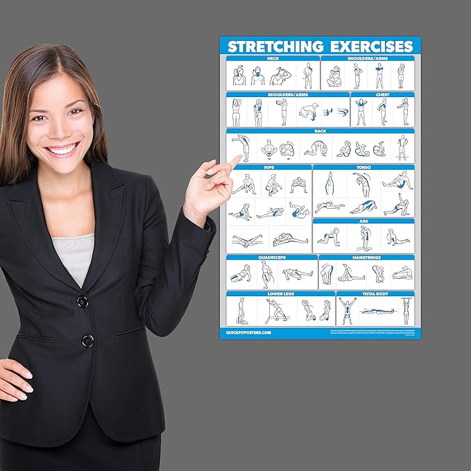 Palace Learning QUICKFIT Stretching Workout Exercise Poster - Stretch Routine (Laminated, 18" x 24")