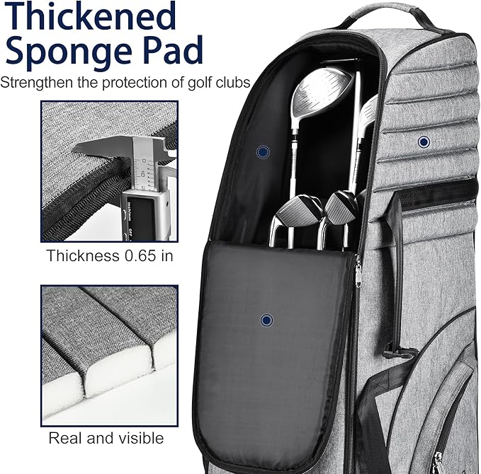 Partage Golf Travel Bag with Wheels, Golf Travel Case for Airlines, 900D Heavy Duty Oxford -Black