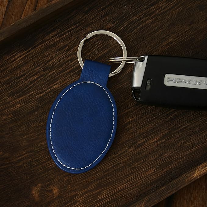 LaserGram Oval Keychain, Golf Ball, Personalized Engraving Included (Dark Blue)