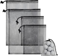 4 Pcs Mesh Bags with Drawstring, Golf Ball Bag Nylon Mesh Golf Ball Storage Pouch Sports Equipment Organizer Sack for Collecting Half Balls Tennis Beach Travel (2 Sizes)