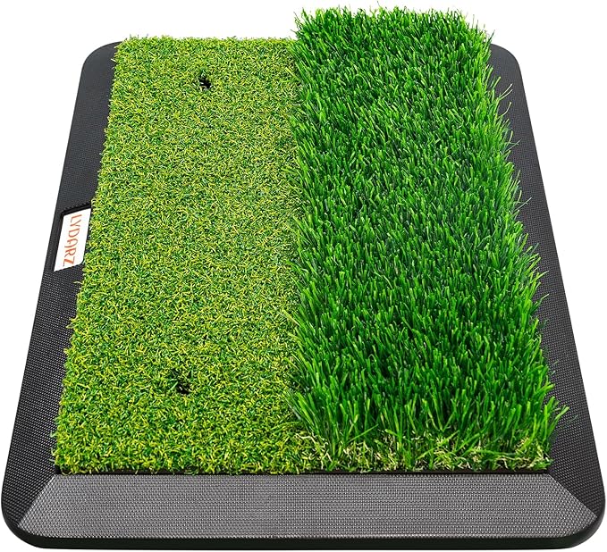 Golf Hitting Mats Training Equipment, Golf Practice Mat with Instant Swing Path Feedback, 3 Replaceable Golf Training Mats with No-Slip Heavy Duty Rubber Base