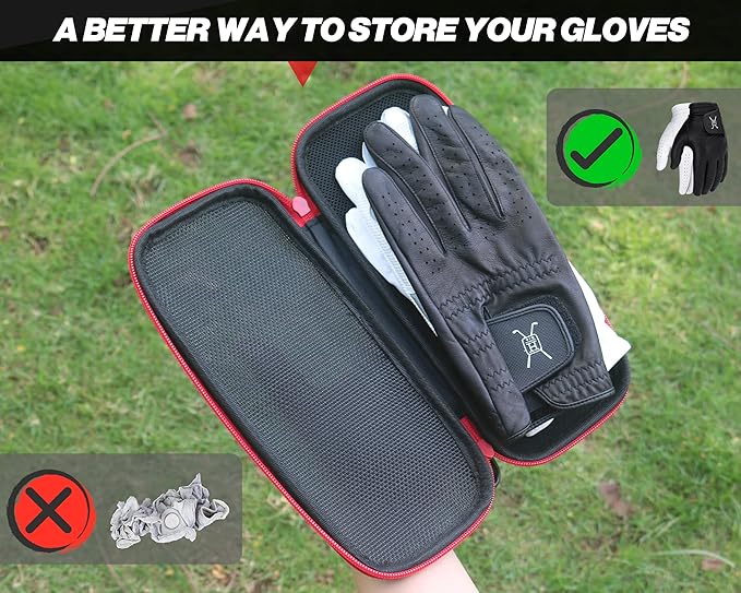 Handy Picks Performance Golf Glove Case - Golf Gloves Holder Case That Protects n Keeps Your Golf Gloves Neat n Dry - Air Flows Through on The Back Cover to Let The Moisture Out