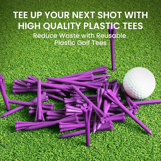 FINGER TEN Golf Tees Plastic Unbreakable Easy to Find Bulk Value 500 Count, 2 3/4 3 1/4 Inch Stable Tee Driving Range Reduce Friction, Green Red White USA Flag Practice