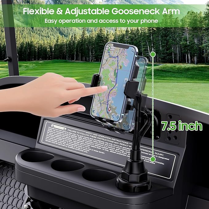 10L0L Golf Cart Phone Holder, Universal Cup Holder Phone Mount for All 4.0-6.8" Cellphones, for Yamaha EZGO Club Car and Car, Truck, Etc - Ultra-Sturdy & Non-Shaking