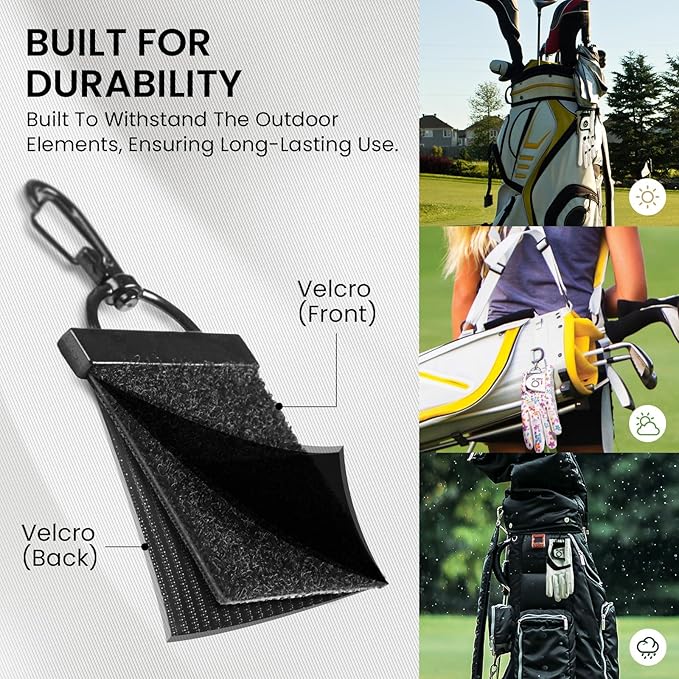 FINGER TEN Golf Glove Grabber Holder with 360° Metal Carabiner Clip 2 Pack, Universal Both Sides Grabber Keeper Strap Quick Storage Gloves, Lightweight Portable Easy Clip-On for Bags