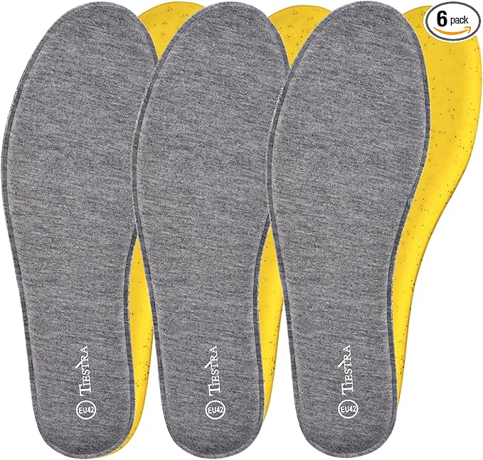 3 Pair -Shoe Inserts for Mens Memory Foam Insoles,Replacement Insoles for Work Boots Running Shoes, Cushion Shock Absorbing for Foot Pain Relief, Comfort Breathable Inner Soles Grey 43EU,US10