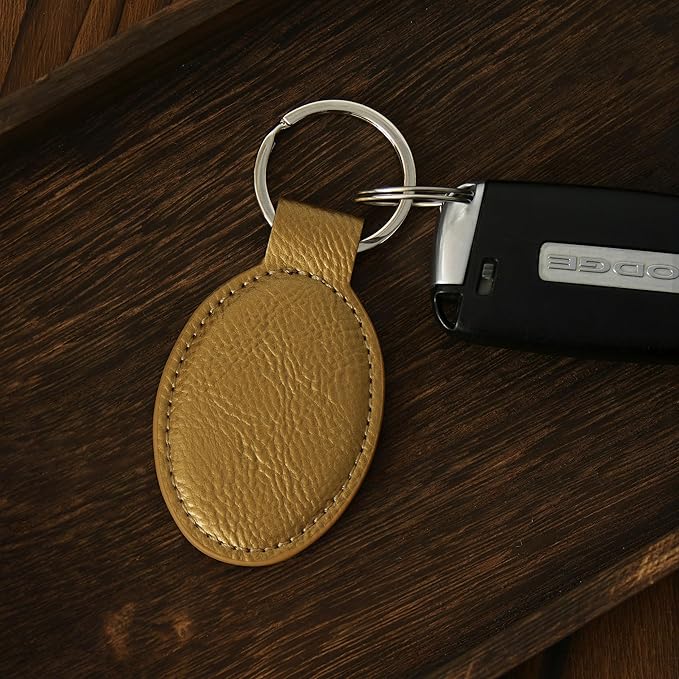 LaserGram Oval Keychain, Off Road Racer, Personalized Engraving Included (Gold)
