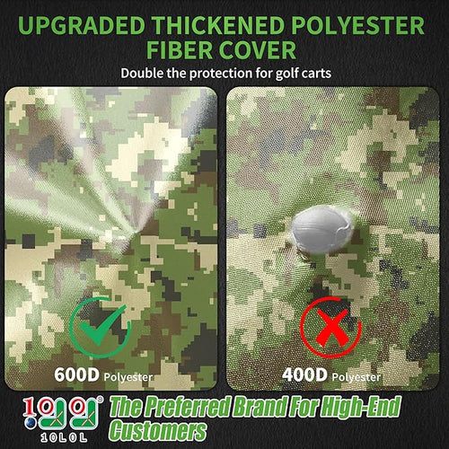 10L0L Heavy Duty 650D Golf Cart Cover for 2/4/6 Passengers EZGO, Club Car and Yamaha, All Weather Outdoor Protection Weatherproof