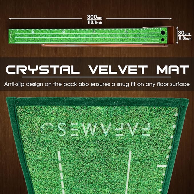Golf Putting Mat, Putting Green Indoor with Ball Return - Golf Gifts for Men Christmas, Golf Training Aid for Home Office, Portable Putting Training Mat for Men