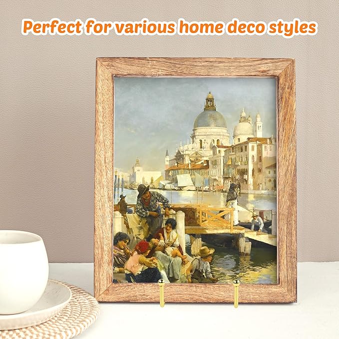 Mocoosy 2 Pack 6 Inch Gold Plate Stands for Display, Metal Square Wire Easel Stand, Plate Holder Display Stands, Picture Frame Stands for Display Photos, Decorative Platter, Plaques and Table Arts